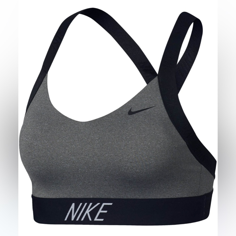 •Nike Gray & Black Pro Indy Logo Small Sports Bra #LW